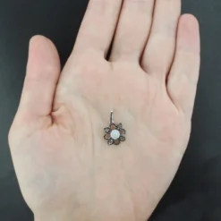 Black And White Diamond Flower Lace Pendant 0.30ct 14K White Gold -Outlet Radiant Bijou Store black and white diamond flower pendant 030ct 14k lace jewelry 4