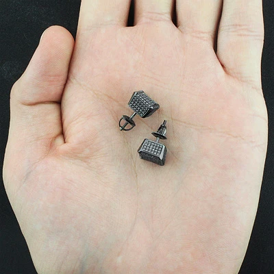 Black Diamond Cube Earrings 0.50ct Silver Black PVD 4 Black Diamond Cube Earrings 0.50ct Silver Black PVD - Image 2