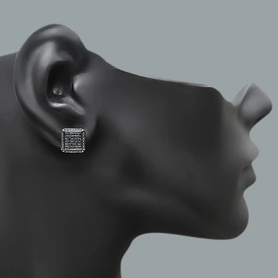 Black Diamond Cube Earrings 0.50ct Silver Black PVD 5 Black Diamond Cube Earrings 0.50ct Silver Black PVD - Image 3