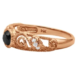 Black Diamond Engagement Ring 0.69ct 14K Yellow Gold -Outlet Radiant Bijou Store black diamond engagement ring 069ct 14k gold p 45922 back rose