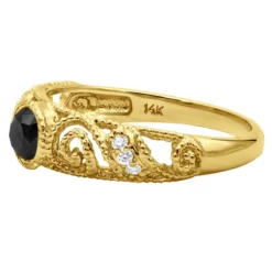 Black Diamond Engagement Ring 0.69ct 14K Yellow Gold -Outlet Radiant Bijou Store black diamond engagement ring 069ct 14k gold p 45922 back yellow