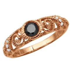 Black Diamond Engagement Ring 0.69ct 14K Yellow Gold -Outlet Radiant Bijou Store black diamond engagement ring 069ct 14k gold p 45922 rose