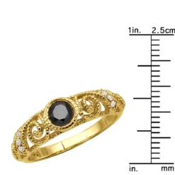 Black Diamond Engagement Ring 0.69ct 14K Yellow Gold -Outlet Radiant Bijou Store black diamond engagement ring 069ct 14k gold p 45922 ruler yellow