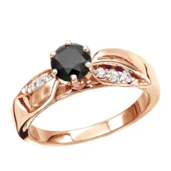 Thin Black Diamond Engagement Ring 0.74ct 14K White Gold -Outlet Radiant Bijou Store black diamond engagement ring 074ct 14k gold p 45910 ro