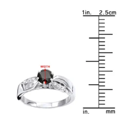 Thin Black Diamond Engagement Ring 0.74ct 14K White Gold -Outlet Radiant Bijou Store black diamond engagement ring 074ct 14k gold p 45910 rulerwh