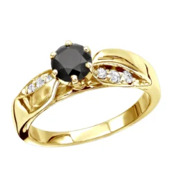 Thin Black Diamond Engagement Ring 0.74ct 14K White Gold -Outlet Radiant Bijou Store black diamond engagement ring 074ct 14k gold p 45910 ye
