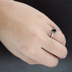 Thin Black Diamond Engagement Ring 14K White Gold 1.32ct -Outlet Radiant Bijou Store black diamond engagement ring 14k gold 132ct p 45916bod