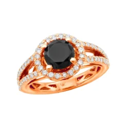 Black Diamond Engagement 14K White Gold Ring 1.62ct -Outlet Radiant Bijou Store black diamond engagement rings 14k gold ring 162ct p 45913 ro