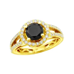 Black Diamond Engagement 14K White Gold Ring 1.62ct -Outlet Radiant Bijou Store black diamond engagement rings 14k gold ring 162ct p 45913 ye
