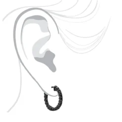 14K Black Plated Gold Black Diamond Hoop Earrings 1.93ct -Outlet Radiant Bijou Store black diamond jewelry 14k diamond hoop earrings 193ct p 35678 bodbl