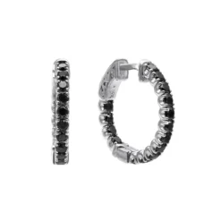 14K Black Plated Gold Black Diamond Hoop Earrings 1.93ct -Outlet Radiant Bijou Store black diamond jewelry 14k diamond hoop earrings 193ct p 35678 wh