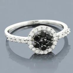Black Diamond Promise Ring 14K White Gold 0.52ct