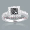 14K White Gold White & Black Diamond Ring 0.64ct