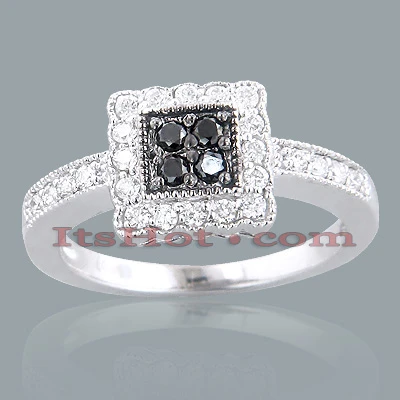 14K White Gold White & Black Diamond Ring 0.64ct 3 14K White Gold White & Black Diamond Ring 0.64ct