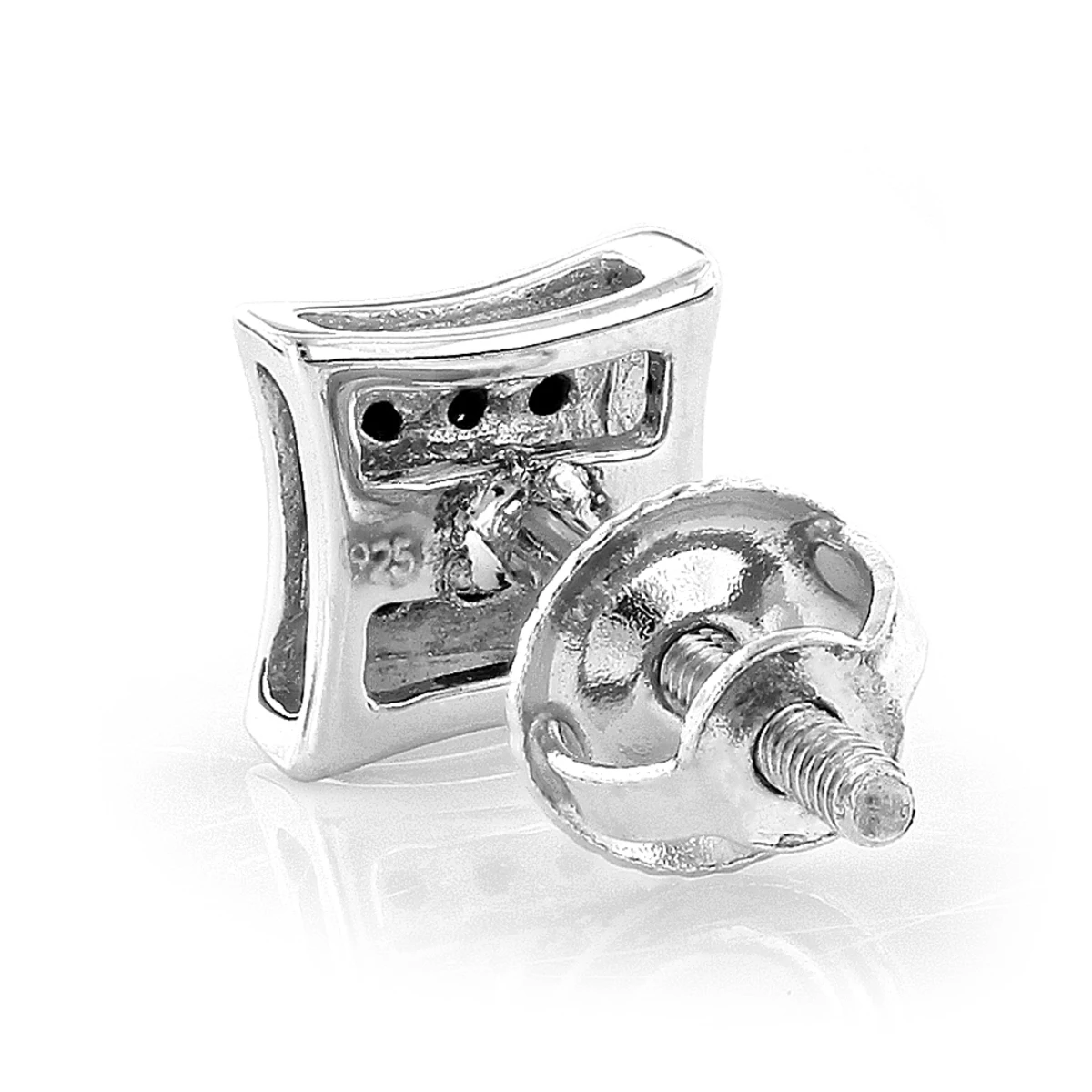 Real Black Diamond Stud Earrings Sterling Silver Square Kites 0.1ct 4 Real Black Diamond Stud Earrings Sterling Silver Square Kites 0.1ct - Image 2