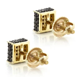 Black Diamond Stud Earrings 0.53ct 10K Yellow Gold -Outlet Radiant Bijou Store black diamond stud earrings 053ct 10k gold p 45689 backye