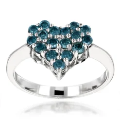 Outlet Radiant Bijou Store 7 Blue Diamond Heart Ring 0.68ct 14K White Gold