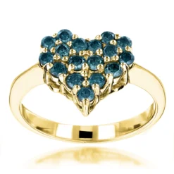 Outlet Radiant Bijou Store -Outlet Radiant Bijou Store blue diamond heart ring 068ct 14k gold p 46858 ye
