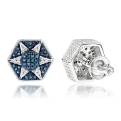 Blue Diamond Star Earrings 0.3ct Sterling Silver