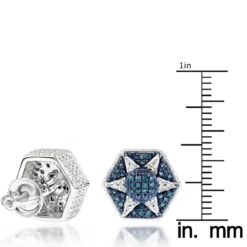 Blue Diamond Star Earrings 0.3ct Sterling Silver -Outlet Radiant Bijou Store blue diamond star earrings 035ct sterling silver p 46644 ruler