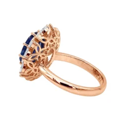 Blue Sapphire And Diamond Cocktail Ring For Women 18K White Gold 4.5ct -Outlet Radiant Bijou Store blue sapphire and diamond cocktail ring for women in 18k gold 45ct 803171 backro