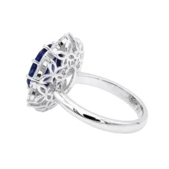Blue Sapphire And Diamond Cocktail Ring For Women 18K White Gold 4.5ct -Outlet Radiant Bijou Store blue sapphire and diamond cocktail ring for women in 18k gold 45ct 803171 backwh