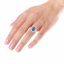 Blue Sapphire And Diamond Cocktail Ring For Women 18K White Gold 4.5ct -Outlet Radiant Bijou Store blue sapphire and diamond cocktail ring for women in 18k gold 45ct 803171 bodwh