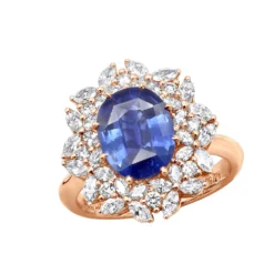 Blue Sapphire And Diamond Cocktail Ring For Women 18K White Gold 4.5ct -Outlet Radiant Bijou Store blue sapphire and diamond cocktail ring for women in 18k gold 45ct 803171 ro