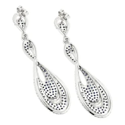 Blue Sapphire Diamond Ladies Infinity Earrings By Luxurman 4ct 14K White Gold -Outlet Radiant Bijou Store blue sapphire diamond ladies infinity earrings by luxurman 4ct 14k gold backwh