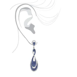 Blue Sapphire Diamond Ladies Infinity Earrings By Luxurman 4ct 14K White Gold -Outlet Radiant Bijou Store blue sapphire diamond ladies infinity earrings by luxurman 4ct 14k gold bodwh