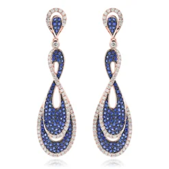 Blue Sapphire Diamond Ladies Infinity Earrings By Luxurman 4ct 14K White Gold -Outlet Radiant Bijou Store blue sapphire diamond ladies infinity earrings by luxurman 4ct 14k gold ro