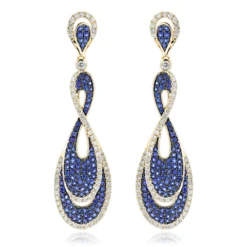 Blue Sapphire Diamond Ladies Infinity Earrings By Luxurman 4ct 14K White Gold -Outlet Radiant Bijou Store blue sapphire diamond ladies infinity earrings by luxurman 4ct 14k gold ye