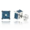 Blue White Diamond Earrings Studs 0.61ct Sterling Silver -Outlet Radiant Bijou Store blue white diamond earrings studs 061ct sterling silver 1