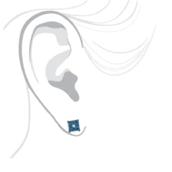 Blue White Diamond Earrings Studs 0.61ct Sterling Silver -Outlet Radiant Bijou Store blue white diamond earrings studs 061ct sterling silver 3