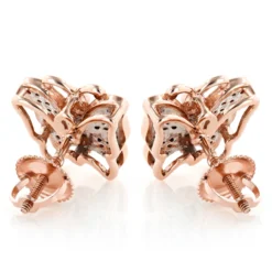 Butterfly Earrings Diamond Studs 0.45ct Solid 14K Yellow Gold -Outlet Radiant Bijou Store butterfly earrings diamond studs 045ct solid gold p 5999 backro