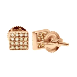 Champagne Diamond Stud Earrings 0.23ct 10K Yellow Gold -Outlet Radiant Bijou Store champagne diamond stud earrings 023ct 10k gold rose