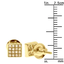 Champagne Diamond Stud Earrings 0.23ct 10K Yellow Gold -Outlet Radiant Bijou Store champagne diamond stud earrings 023ct 10k gold ruler yellow