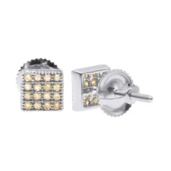 Champagne Diamond Stud Earrings 0.23ct 10K Yellow Gold -Outlet Radiant Bijou Store champagne diamond stud earrings 023ct 10k gold white