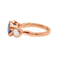 Unique Round Cut Tanzanite And Diamond Engagement Ring 18K White Gold -Outlet Radiant Bijou Store channel set round cut tanzanite and diamond engagement ring 18k gold backro