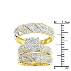 10K Yellow Gold 0.7CT Round Diamond Engagement Ring And Wedding Band Bridal Set -Outlet Radiant Bijou Store cheap round diamond engagement ring wedding band bridal set 10k gold 0 7ct rulerye