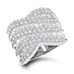 Ladies 3.50 Carat Diamond Cocktail Ring 14K White Gold