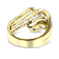 Luxurman Massive Ladies Diamond Wave Cocktail Ring 14K Yellow Gold 1.65ct -Outlet Radiant Bijou Store cocktail rings luxurman massive ladies diamond wave ring 14k gold 165ct backye