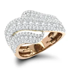 Luxurman Massive Ladies Diamond Wave Cocktail Ring 14K Yellow Gold 1.65ct -Outlet Radiant Bijou Store cocktail rings luxurman massive ladies diamond wave ring 14k gold 165ct ro