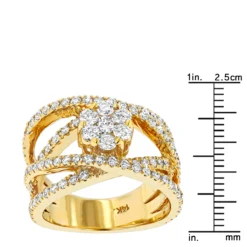 Criss Cross Flower 14K Yellow Gold Right Hand Diamond Women's Ring 1.33ct 13 Criss Cross Flower 14K Yellow Gold Right Hand Diamond Women's Ring 1.33ct -Outlet Radiant Bijou Store criss cross flower rings 14k gold right hand diamond womens ring 121ct rulerye