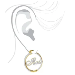 Custom Inside Out Diamond Hoop Earrings With Initials Nameplate 14K Yellow Gold -Outlet Radiant Bijou Store custom inside out diamond hoop earrings with initials nameplate 14k gold 100657 body yellow