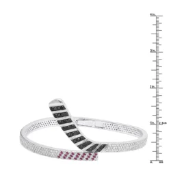Custom Made 14K White Gold Hockey Stick Rubies White Black Diamond Bangle Bracelet -Outlet Radiant Bijou Store custom made 14k gold hockey stick rubies white black diamond bangle bracelet 100033 rulerwh