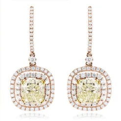 Dangling Designer Diamond Drop Earrings 6.5ct 18K White Gold Yellow Diamonds -Outlet Radiant Bijou Store dangling designer diamond drop earrings 422ct 18k gold yellow diamonds ro