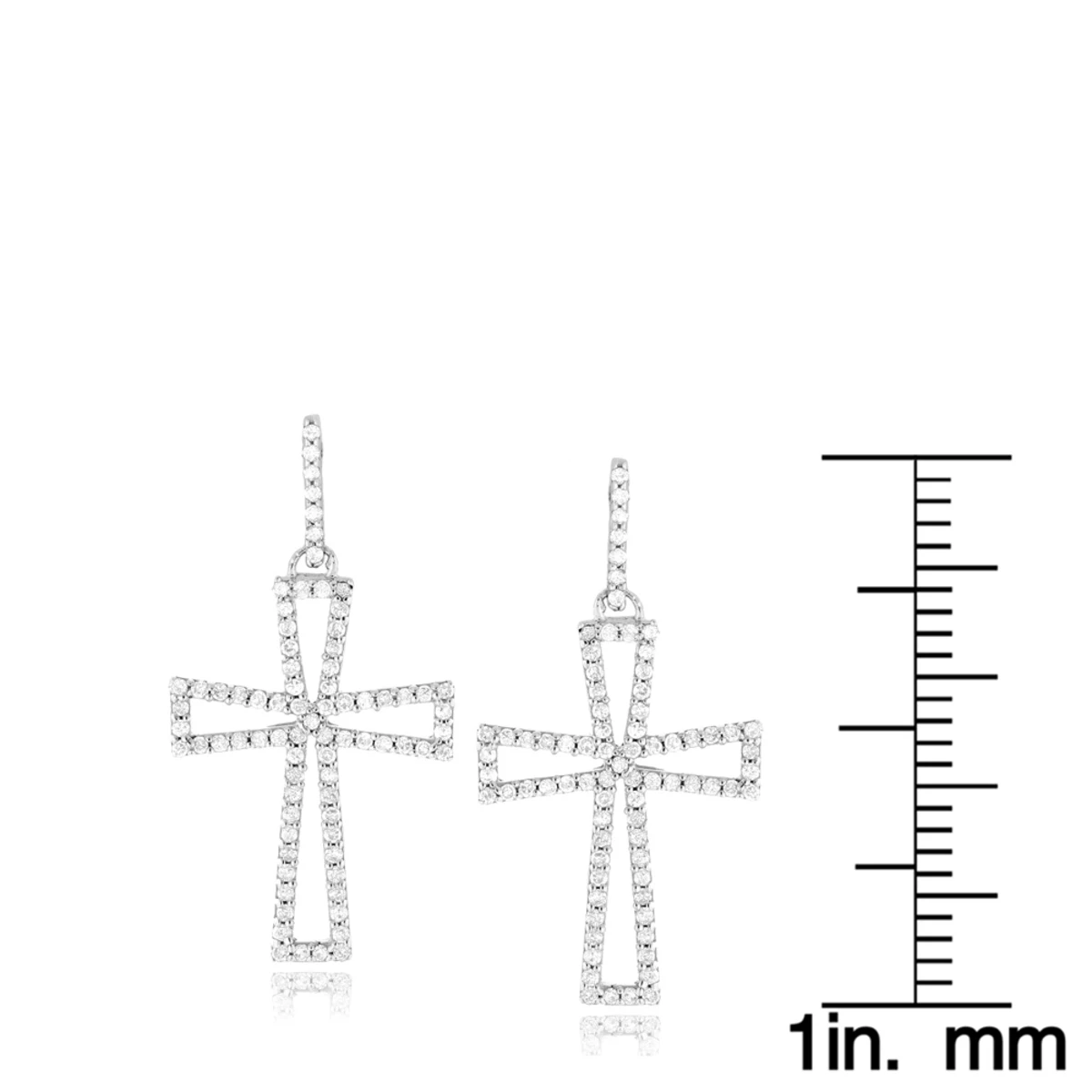 Dangling Diamond Cross Earrings 0.8ct Sterling Silver 6 Dangling Diamond Cross Earrings 0.8ct Sterling Silver - Image 4