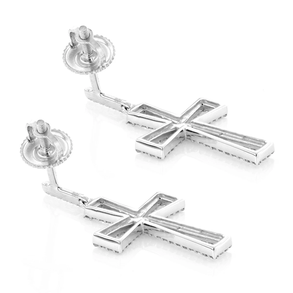 Dangling Diamond Cross Earrings 0.8ct Sterling Silver 5 Dangling Diamond Cross Earrings 0.8ct Sterling Silver - Image 3