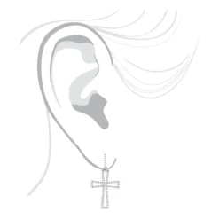 Dangling Diamond Cross Earrings 0.8ct Sterling Silver 7 Dangling Diamond Cross Earrings 0.8ct Sterling Silver -Outlet Radiant Bijou Store dangling diamond cross earrings 08ct sterling silverbod